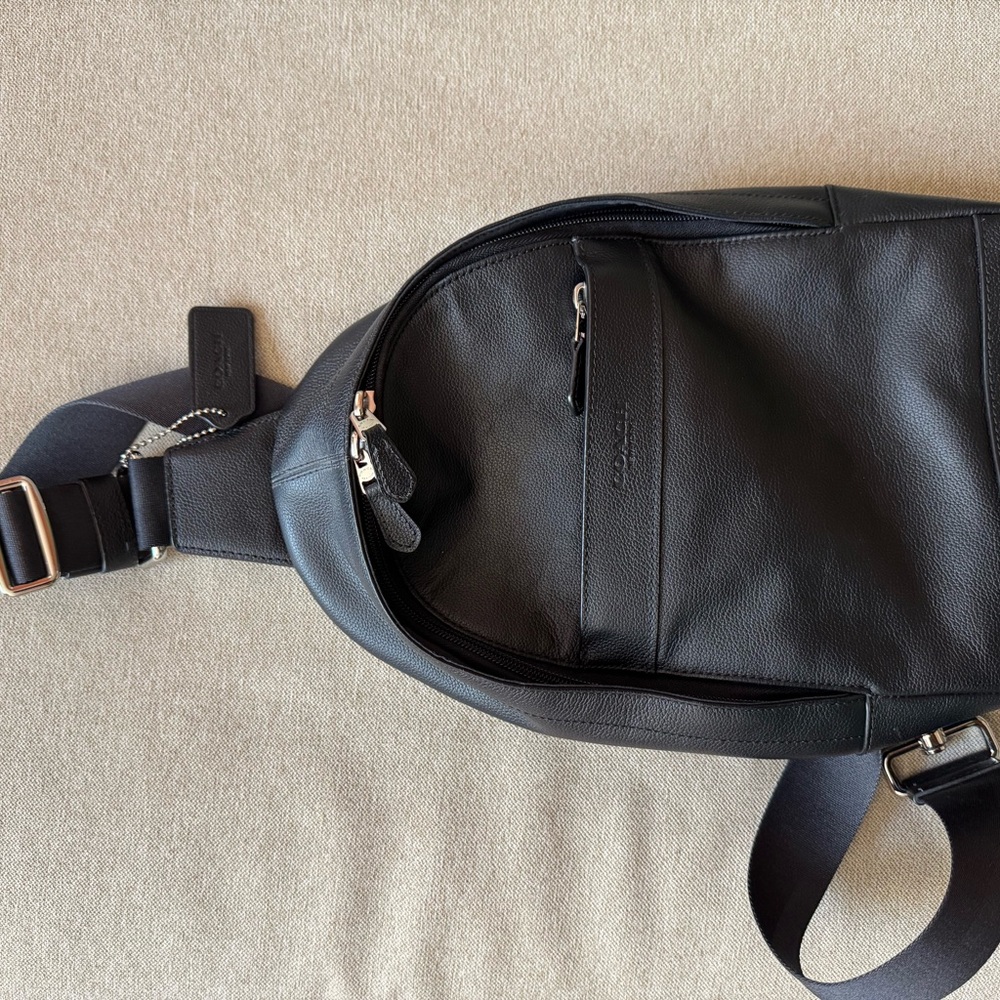 Black Leather Sling Bag